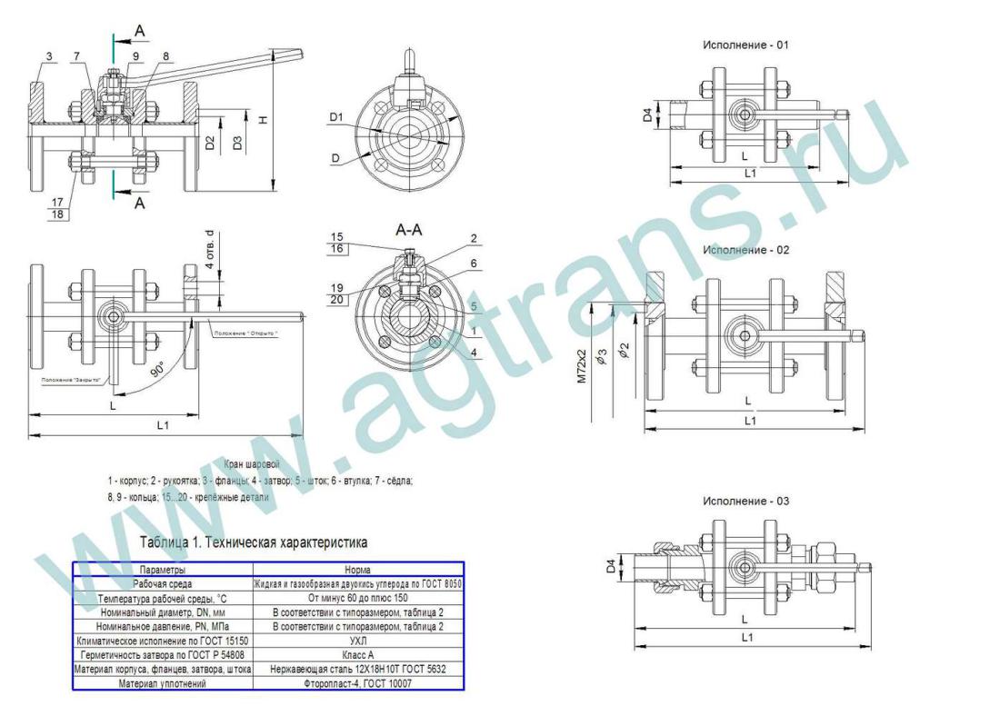 Кран шаровой АГТ 619-01, DN 25